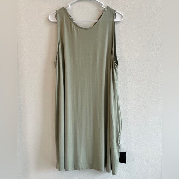 Lulu’s Sage Pale Green Mini Stretch Strappy Back Tank Swing Dress size 2X - Picture 2 of 8